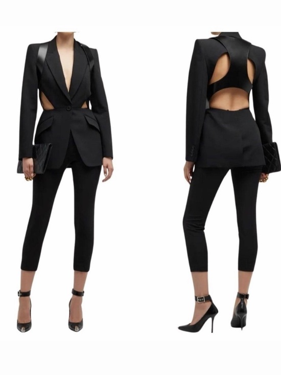 Alexander McQueen Jackets & Blazers - Alexander McQueen Black Blazer Leather Harness Cutout 2 Formal NWOT 🟡